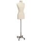 Mobile female sewing mannequin with brushed nickel finish 