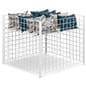 Wire dump bin with raised shelf