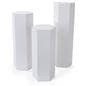 Hexagonal display pedestal with three various heights