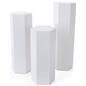 Set of 3 hexagonal gallery pedestals with overall width of 13.75 inches