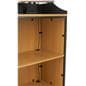 Slatwall cash wrap with wire management holes and removable lids