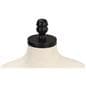 Professional female dress form features matte black neck cap with finial design 
