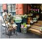 Flower bucket display stand with weatherproof design