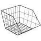 Industrial wood and mesh display console with set of three nesting baskets