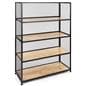 Metal mesh wood bookcase shelving with 5 solid oak shelves