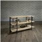 Wooden console table with shelves and no tool assembly 