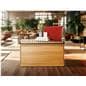 Retail display storage bench in retail setting