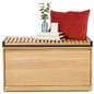 Retail display nesting tables storage bench with light wood finish	