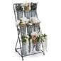 3-layer flower bucket rack with nine galvanized steel buckets