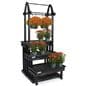 Garden center hanging display stand with removable watering trays and legs 