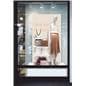 Tiered retail shelving display with white matte finish 