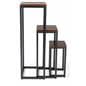 Rustic wood nesting tables conveniently slide into each other