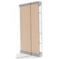 Oval display case with floor stand placement