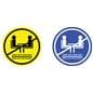 Bilingual social distancing table decal created in vivid color graphics