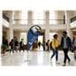 Teardrop Advertising Flag in a university building lobby
