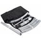 Moon shaped fabric backwall with black carrying bag 