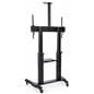 Heavy duty rolling TV stand with guides to set height