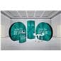 Modern exhibit display furniture set with height-adjustable chairs