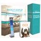 Graphic backwall and tower plus digital literature holder and business card case included in custom trade show display