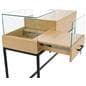 Retail showcase display table with easy glide drawer rail