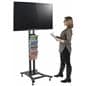 Black Plasma TV Stand with 4 Clear Literature Pockets, Adjustable