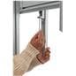 Dual screen tv stand with silver mounting brackets