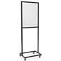 Portable cough shield on wheels with black powder-coated frame