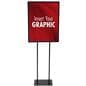 Steel poster stand with floor standing design