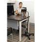 L-arm adjustable tablet holder with wheels shown in an office setting