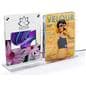 Countertop digital sign display with magazine holder with 7in screen and 8.5in x 10.375in custom print