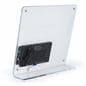 Countertop brochure holder with video screen affixed into acrylic body