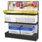 Gondola shelving with two single sided shelves