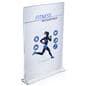 Recycled acrylic tabletop sign holders with portrait orientation 