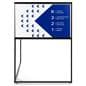 Free standing corner sign frame includes 2 custom printed graphics with foam core board construction