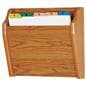 Wood wall mount single file holder in medium oak finish color