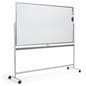 Landscape-oriented whiteboard with wheels