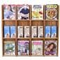 Wall mount brochure and magazine display rack with medium oak stain 