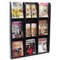 30.0 inch x 36.8 inch black finish magazine rack with solid oak wood construction 