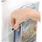 Recycled acrylic poster display with adjustable pocket divider pegs