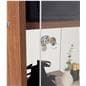 Narrow display case with locking doors