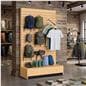 L-shaped slatwall panel display with durable MDF construction 