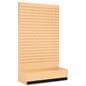 L-shaped slatwall panel display with maple melamine finish