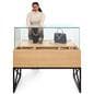 Glass display case with drawers and 15 inch shelf clearance 