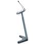 Smart digital podium showcasing its slim side angle