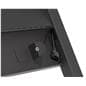 Rolling flat panel TV cart has a multitude of wiring channels for a clean presentation