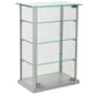 Countertop Display Case w/ Glass Canopy Top, 3 Shelves - Silver