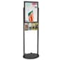 18" x 24" Floor Standing Sign Holder with Literature Holders, Wheels - Black