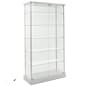 37" Glass Display Case w/5 Shelves, 2 Top Lights, Hidden Wheels & Hinged Door -Silver