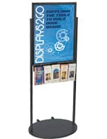 Black 22 x 28 Movable Poster Stand with 5 Literature Slots, Wheeled Black 22 x 28 Movable Poster Stand with 5 Literature Slots, Rolling Signage