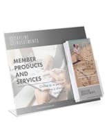 Acrylic Sign frame with Brochure Holder, Slant Back - Clear Angled 13" x 11" Sign Frame with Brochure Holder